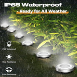Solar Ground Lights,12 Pack Flat Solar Lights Outdoor Waterproof, Bright LED Solar Disc Lights, 6000K Cool White | Lumora