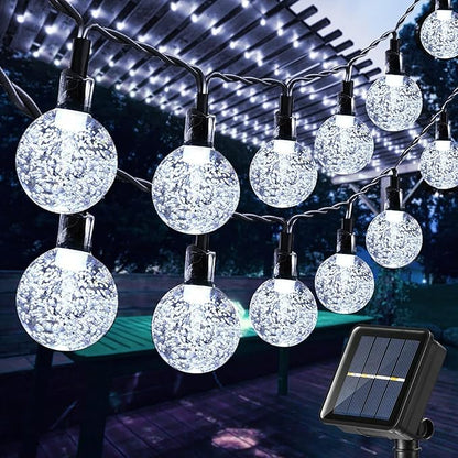 Toodour Solar String Lights Outdoor, 36ft 60 LED Globe String Light with 8 Mode, Waterproof Crystall Ball Lights Solar Patio Lights for Garden, Lawn, Patio, Gazebo, Yard, Outdoor Decor - Cool White