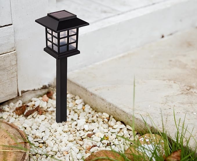 LAUREL CANYON 8 Pack Solar Pathway Lights, Outdoor Solar Landscape Lights, Walkway Lights with LED Light Bulbs for Garden, Path, Yard, Driveway Black