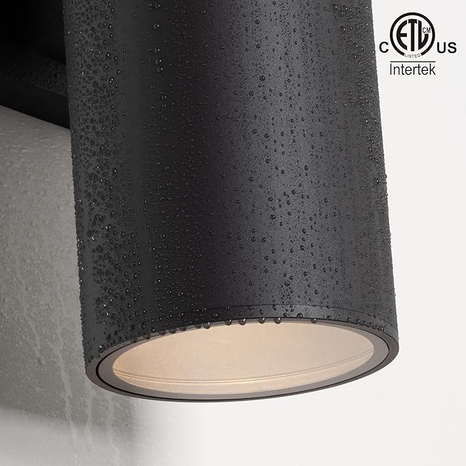 mirrea 18" Modern Outdoor Porch Light Patio Light in 2 Lights with Aluminum Cylinder and Tempered Glass Cover | Lumora