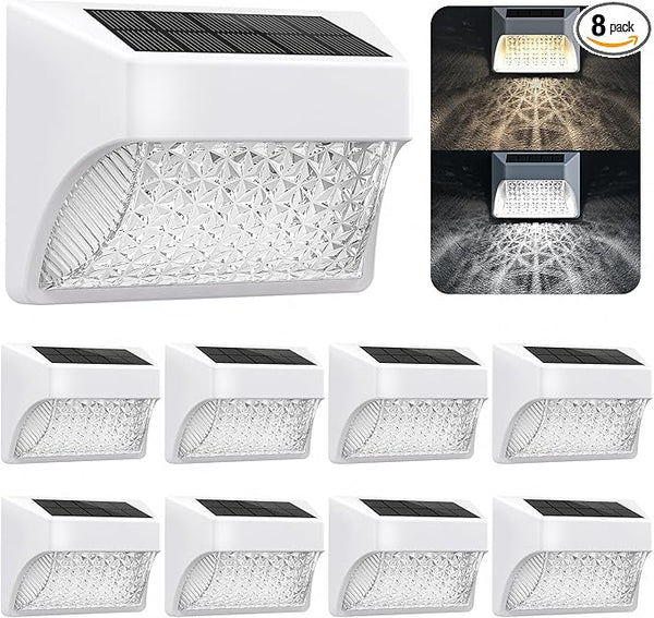 Solar Fence Deck Lights Outdoor 8 Pack Waterproof Dusk to Dawn Warm White/Cool White, Solar Powered LED Lights | Lumora