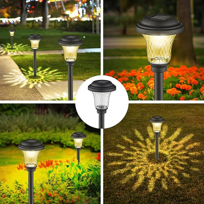 Solar Pathway Lights Outdoor 15 Lumens Solar Yard Lights Waterproof Auto On/Off Warm Light for Walkway Yard Backyard Lawn Landscape Lighting Decor, Pack of 6
