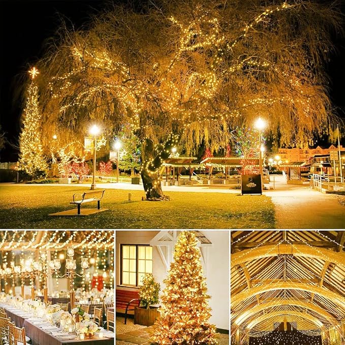 String Lights Fairy Lights 66 Feet 200 LED with Multi Flashing Modes Controller, Waterproof LED Lights Decorations for Bedroom, Wedding, Party, Garden, Patio, Indoor Outdoor Occastions (Warm White)