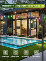 String Light Poles for Outside 4 Pack, 10ft Metal Outdoor String Light Poles for Deck - Ideal for Patio, Garden | Lumora