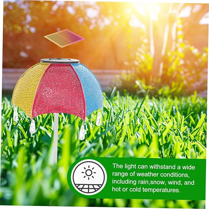 Balacoo Solar Powered Umbrella Stake Light for Garden Waterproof Decorative Landscape Projection Light Creative Iron Art Design for Courtyard and Pathway