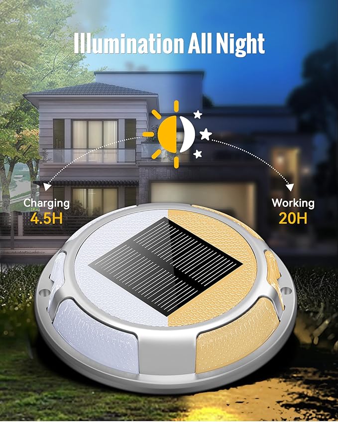 Solar Driveway Lights Dock Lights Waterproof 24 Pack, 2 Colors in 1 Outdoor LED Solar Deck Light, Solar Powered | Lumora
