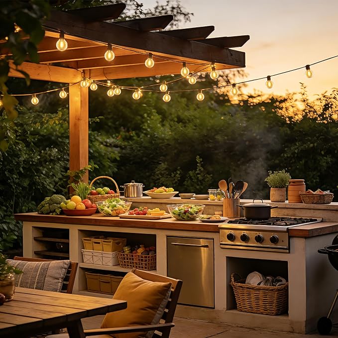 Outdoor-String-Lights-Patio-LED-Light-Outside 200FT Waterproof Dimmer Remote Outdoor Lighting with 3 Modes G40 Globe Plastic LED Bulbs Hanging Lights Connectable for Backyard Yard Porch Party