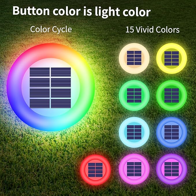 Colorful Pathway Solar Light Set of 4, Decorative Weatherproof Auto On/Off Outdoor Lights - Decorate Your Garden, Landscape, Patio, Pool, Yard with Ultra-Bright LED Light (Rainbow & Remote Control, 4)