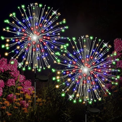ALSO GO Solar Garden Lights Outdoor Waterproof, 2 Pack 240 LED Solar Firework Lights, Decorative Garden Décor Outside for Flowerbed Pathway Party Christmas Decoration, Multicolor