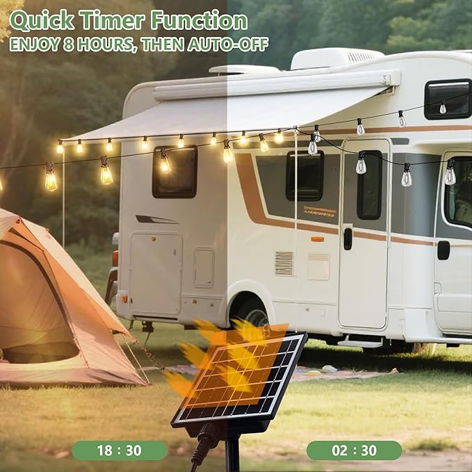 100FT Solar String Lights, Waterproof Solar Powered Patio Lights, 3 Light Modes with Remote & USB Port, 30 LED | Lumora