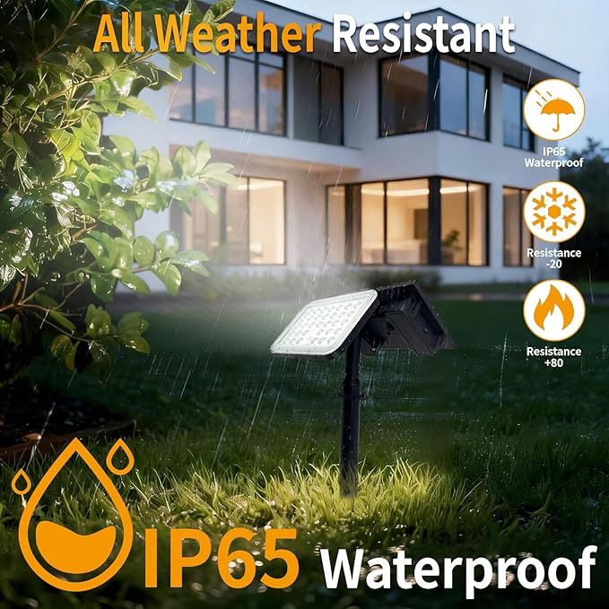 Solar Spot Lights Outdoor Waterproof, Motion Sensor Dusk to Dawn Solar Powered Spotlights, Uplights with 90° Adjustable Solar Panel & Light Head for Wall Yard Trees Pathway Landscape Lighting