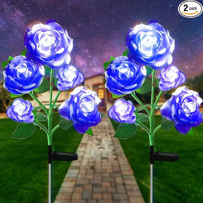 10 LED 7-Color Changing Solar Rose Flower Lights Garden Decorations Outdoor Waterproof Decorative Stake Lights for | Lumora