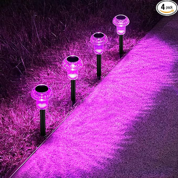 Easter Solar Pathway Lights Outdoor Decorative 4 Pack, Purple LED Mushroom Solar Lights Outdoor Waterproof Solar | Lumora