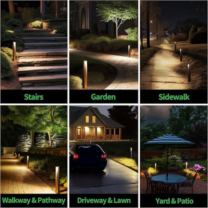 LED Pathway Lights Wired, 12V Landscape Path Lights, Low Voltage Outdoor Waterproof, 5W 200LM Black Aluminum for Lawn Garden 8 Pack