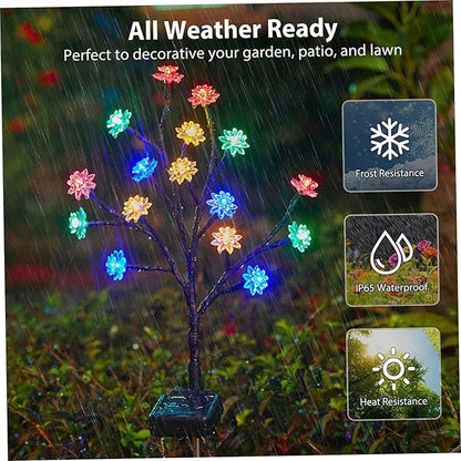 Solar Flower Stake Lamps, 66cm/26inch Solar LED Cherry Blossom Garden Lights, Waterproof Colorful Landscape Lights, Garden Decorative Lamp for Yard Patio Pathway (4pcs)