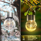 Solar Hanging Lanterns Outdoor: 12 Pack Cracked Glass Ball Lights with Hook - Waterproof Warm White Fairy Globe | Lumora