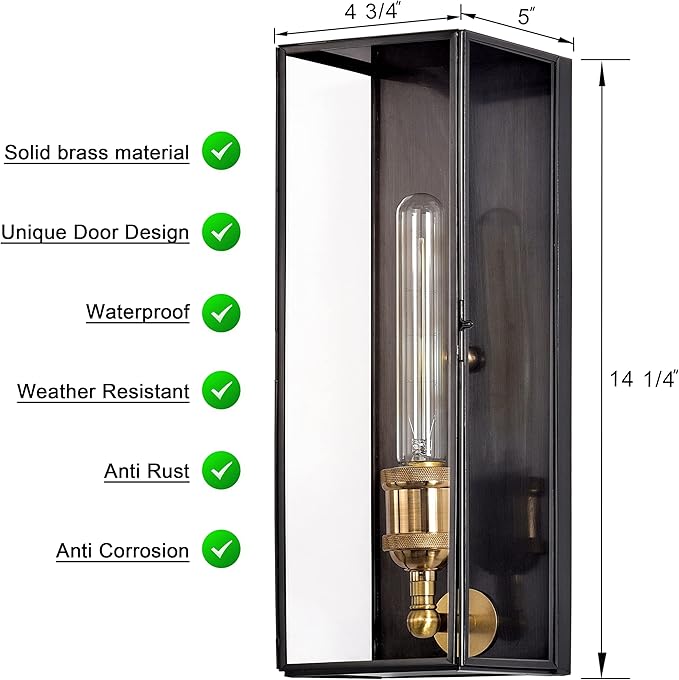 c cattleya Outdoor Wall Lanterns Set of Two, Solid Brass Waterproof Exterior Light Fixtures, Front Porch Lights Outdoor Sconces Wall Lighting for House Patio Yard Garage Hallway Entrance