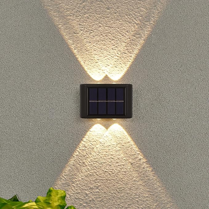 MSUIINT Solar Fence Lights, 4 Pcs Outdoor Deck & Wall Lamp, 4 LED Up-Down Lighting, Waterproof for House, Deck | Lumora