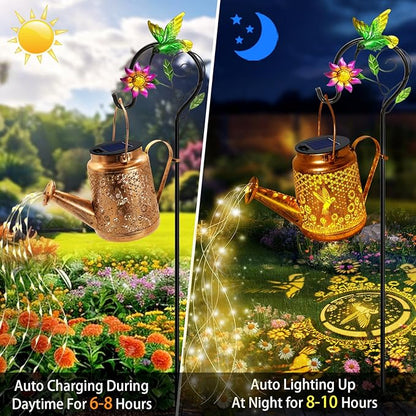 Solar Watering Can Lights, Hummingbird Hanging Lanterns Outdoor, Birthday Gifts for Mom Women Grandma , Waterproof Solar Lights Garden Decor for Outside Yard Art Patio Porch Lawn Backyard