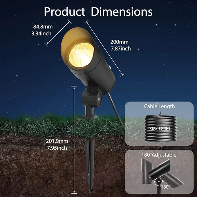LOTMOS 30W Flag Pole Lights, Dusk to Dawn LED Spot Outdoor with 9.68FT Cord, 120V Plug in 3000K Warm Light Bullet | Lumora