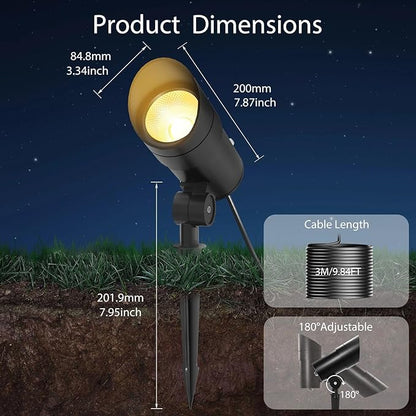 LOTMOS 30W Flag Pole Lights, Dusk to Dawn LED Spot Outdoor with 9.68FT Cord, 120V Plug in 3000K Warm Light Bullet Landscape Palm Tree Light with Photocell Sensor for Yard Lawn Statue