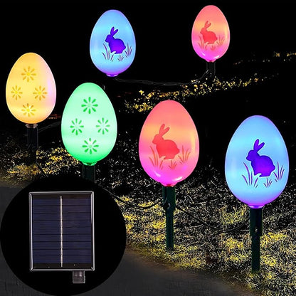 20 Packs Easter Eggs Decor String Lights, 8 Modes Colorful Easter Solar Light Outdoor, Waterproof Stake Egg Pathway Light for Garden Patio Lawn Yard