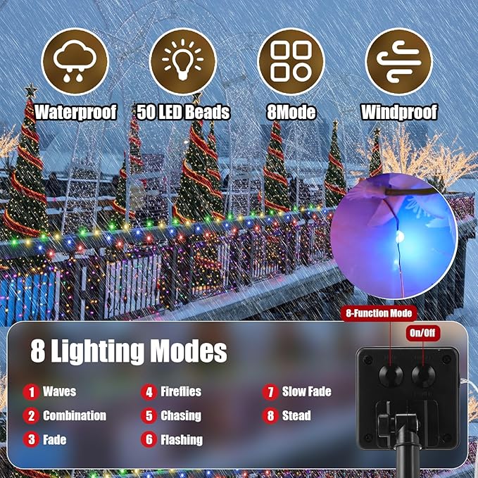 12 Pcs Solar String Lights Solar Mini Teeny Tiny Fairy Firefly Twinkle Light Waterproof 16ft 50 LEDs Garden String | Lumora