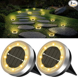 Mini Solar Ground Lights 2 Pack Outdoor IP65 Waterproof Solar Flat Garden Light Solor Powered Disc Pathway Lights | Lumora