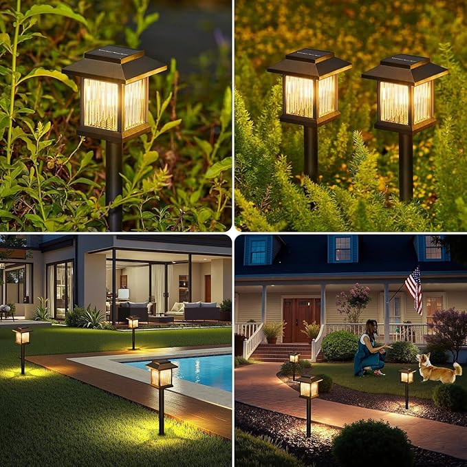 Solar Garden Lights Outdoor Waterproof，4Pcs Solar Lights Outdoor，Solar Lamps Used for Decorating Courtyards, Balconies, Terraces and Lawns