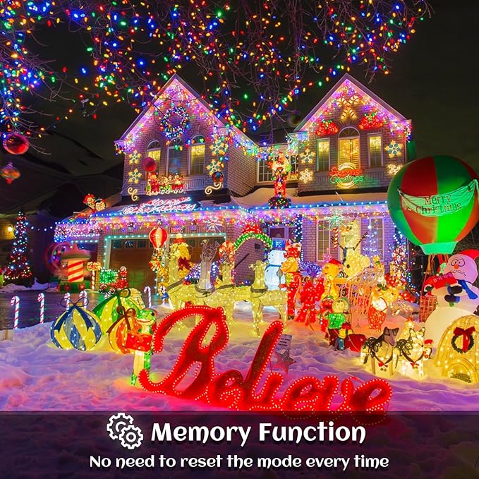 Icicle lights Outdoor - 66ft Christmas Lights with 640LED 120 Drops 8 Modes, Plug in Curtain String Lights | Lumora