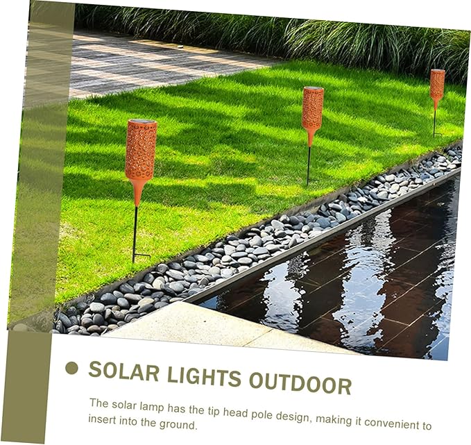 POPETPOP Solar Garden Flower Light Creative Iron Chrysanthemum Solar Pathway Lamp for Outdoor Garden Decoration Waterproof and Sturdy for Landscape Lighting