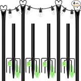 XDW-GIFTS String Light Poles with Fork for Outdoor, 4 Pack 9.8 FT Tall Metal Posts for Hanging String Lights Patio | Lumora