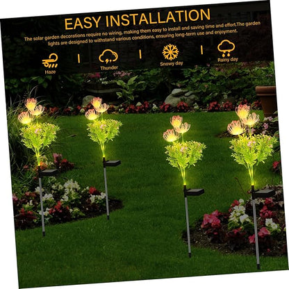 4Pcs Solar Garden Lights Outdoor Solar Powered Lights Sturdy Decor for Garden Pathway Automatic Charging Day Night Brightness
