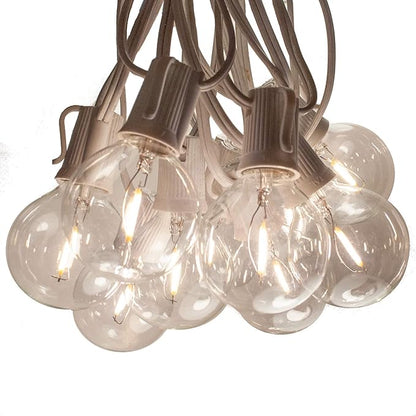 Hometown Evolution, Inc. G50 2" LED Filament Outdoor Patio String Lights with 0.6 Watt Light Bulbs (G50 LED - White Wire, 100 ft)