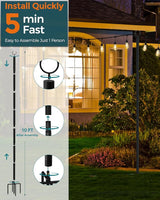 LAND·VOI Metal String Light Poles for Outside Hanging - Backyard, Garden, Patio, 4 Pack Lighting Stand with | Lumora