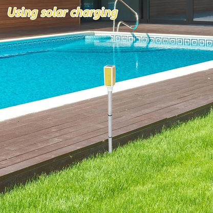 DOITOOL Solar Stake Lamp for Yard Outdoor Solar Pathway Lights Yellow Lawn LED Warning Light for Garden Landscape
