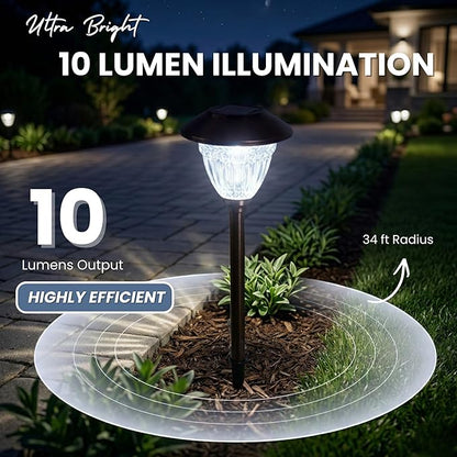 Energizer Solar Outdoor Garden Lights - 10 Pack LED Driveway Solar Lights with 10 Lumen Output, Patterned Glass & Metal Finish, IP65 Waterproof & Easy to Install Garden Lights for Outside - Bronze