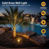 Gardenreet Landscape Low Voltage Well Light - Brass Electric in-Grade Lighting, 12V Wired Replaceable Bulb LED | Lumora