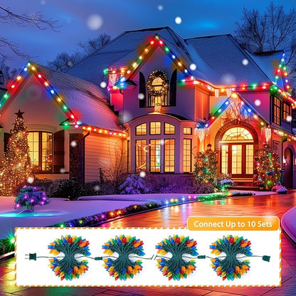 Brightown C9 LED Christmas String Lights, 2 Pack Total 132ft 200LED Multi-Color Outdoor Lights String, Plug-in Connectable Roofline Lights String for Outside Yard Christmas Holiday Decor