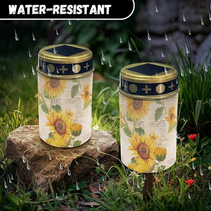 Solar Lights Outdoor Waterproof, Vintage Sunflowers Landscape Lighting Outdoor Solar Lights for Outside Solar Garden Lights for Pathway, Walkway, Patio, Yard, Lawn