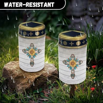 Garden Solar Outdoor Lights Eternal Light Lawn Lamp Waterproof Solar for Outside Cemetery Garden Decorations Yard Lawn Pathway Figurines-Cross