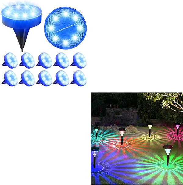 12 Packs Bright Solar Blue Lights and Solar Pathway Lights 10 Pack RGB Color Changing | Lumora