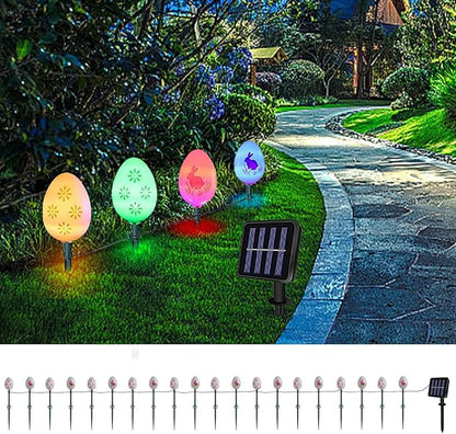 20 Pack Solar Eggs Stake Lights for Easter Decor, 3 Lighting Modes, Outdoor Waterproof Colorful Solar Light for Garden Pathway Light Cemetery Grave Porch Walkway Easter Theme Decorations