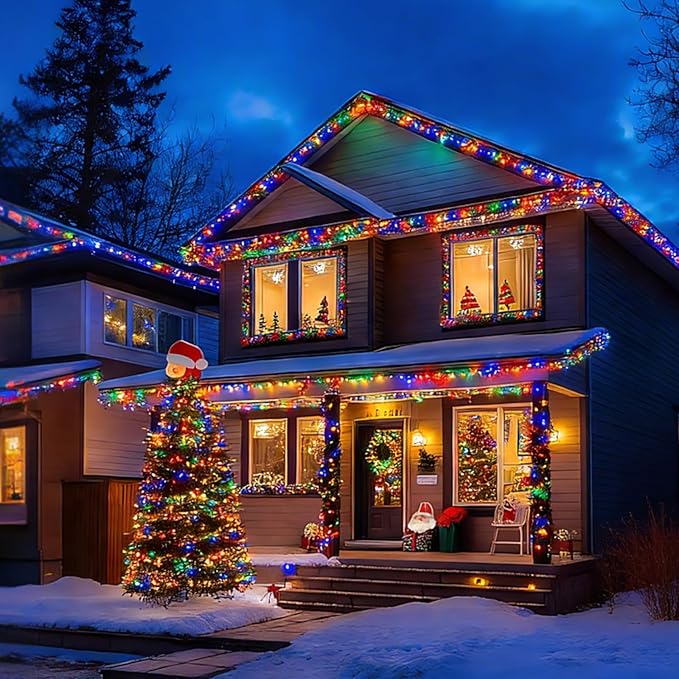 LAMPHOME Multi-Colored Christmas Mini String Lights, 600LED (12pk of 50L) Waterproof Fairy Lights Plug in, Connectable Christmas Decorations for Indoor Outdoor Home Party Garden Yard