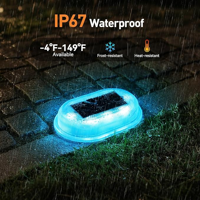 AGPTEK RGB Solar Deck Lights with Remote Control 4 Pack, One-Click Sync Group Control & 10 Light Modes & RGB | Lumora