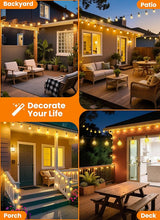 Outdoor String Patio Lights, 25FT 12 LED Patio Lights Waterproof, Connectable Shatterproof Hanging Outside String | Lumora