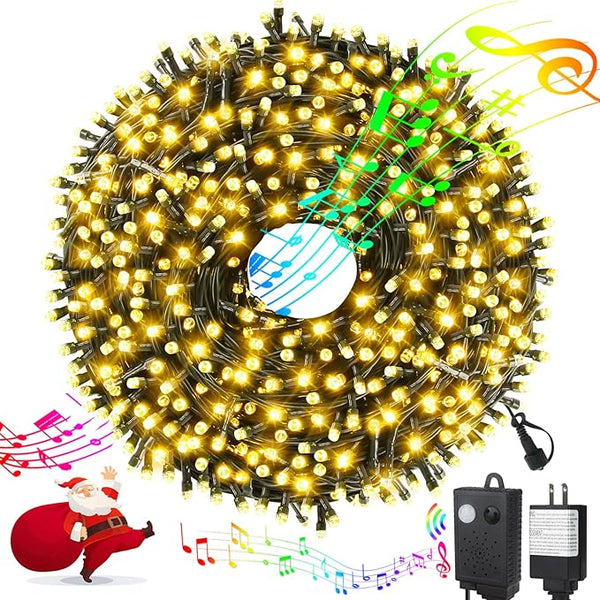 XTF2015 Music Christmas String Lights 105ft 300 LED, Warm White Christmas Tree Light with Music，End to End Plug in | Lumora