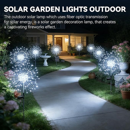 Solar Garden Lights Outdoor,Waterproof Garden,2 Pack 200 LED Twinkling Firework Lights Decorative with 8 Modes,Decor for Yard Patio Pathway Lawn for Yard Outside Fairy Decorative (White light-2Pack)