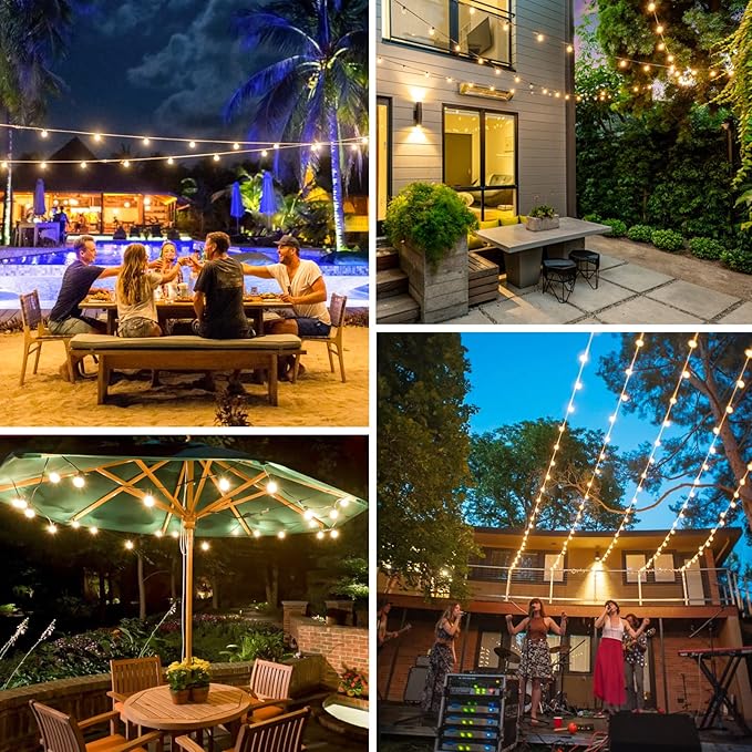 Bosceos 50FT Outdoor G40 LED Globe String Lights Dimmable Waterproof Shatterproof Light Strings with 25 Bulbs | Lumora