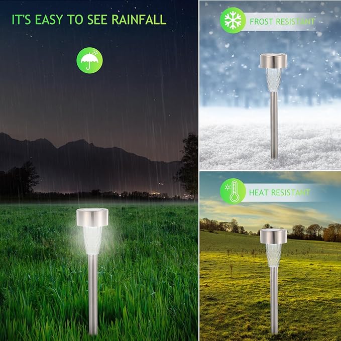 Veemoon Solar Stake Lamp Outdoor Garden Light for Lawn and Yard, White LED Solar Pathway Light with Ground Spike, Solar-Powered Landscape Lighting for Patio and Garden